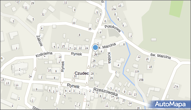 Czudec, Rynek, 25, mapa Czudec