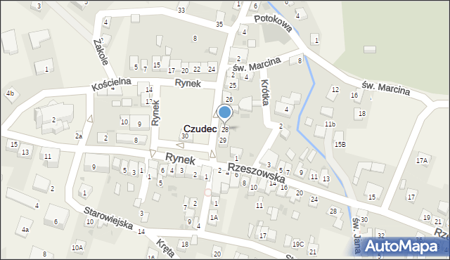 Czudec, Rynek, 28, mapa Czudec