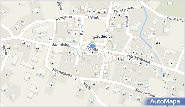 Czudec, Rynek, 3, mapa Czudec