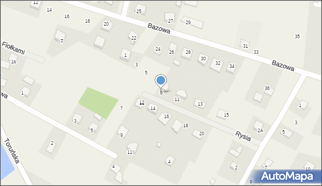 Dąbrowa Chełmińska, Rysia, 9, mapa Dąbrowa Chełmińska