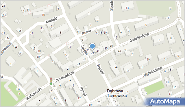 Dąbrowa Tarnowska, Rynek, 43, mapa Dąbrowa Tarnowska