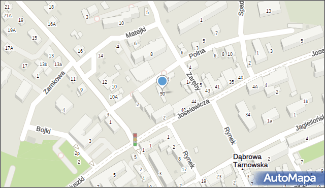 Dąbrowa Tarnowska, Rynek, 50, mapa Dąbrowa Tarnowska