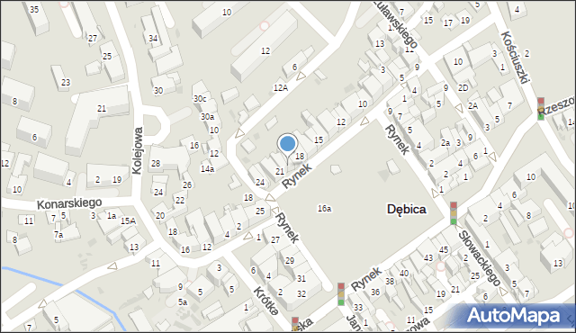 Dębica, Rynek, 20, mapa Dębicy