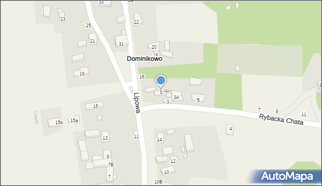 Dominikowo, Rybacka Chata, 1, mapa Dominikowo