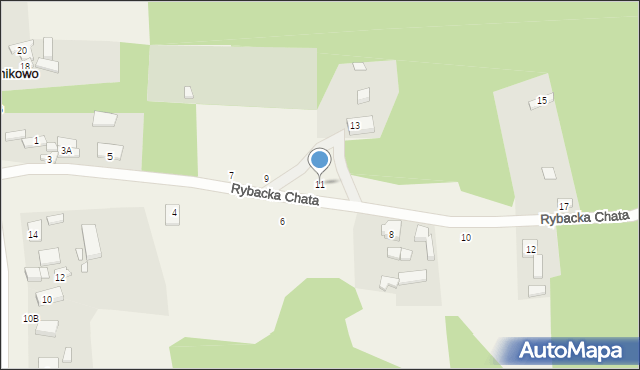 Dominikowo, Rybacka Chata, 11, mapa Dominikowo
