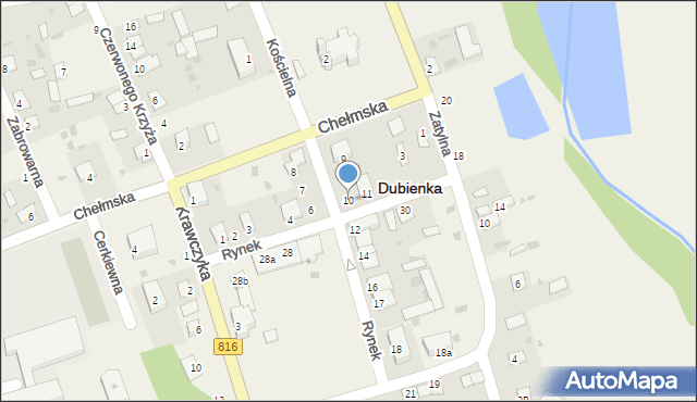 Dubienka, Rynek, 10, mapa Dubienka