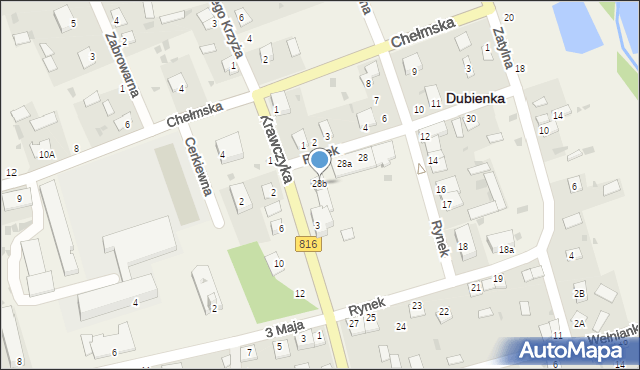 Dubienka, Rynek, 28b, mapa Dubienka