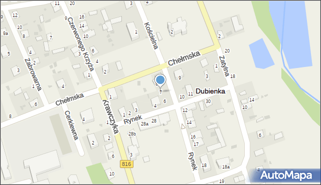 Dubienka, Rynek, 7, mapa Dubienka