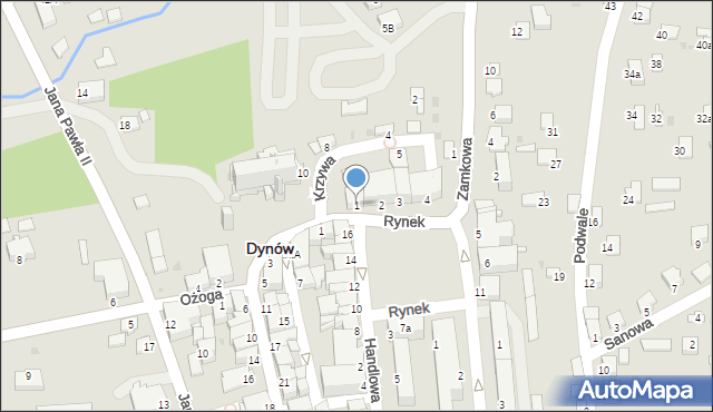 Dynów, Rynek, 1, mapa Dynów