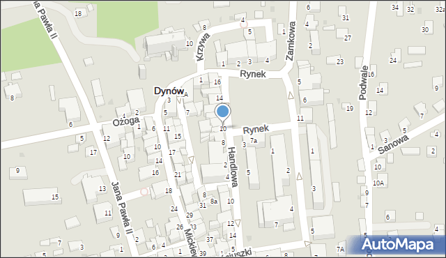 Dynów, Rynek, 10, mapa Dynów