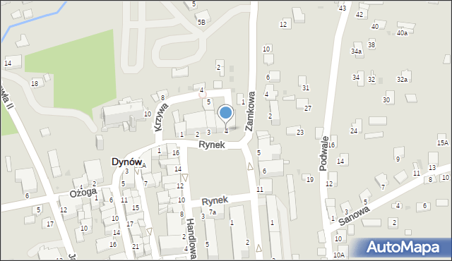 Dynów, Rynek, 4, mapa Dynów