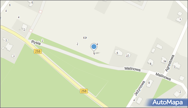 Dzikowo, Rysia, 5, mapa Dzikowo