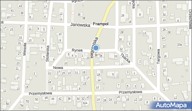 Frampol, Rynek, 36, mapa Frampol