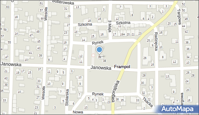 Frampol, Rynek, 39, mapa Frampol