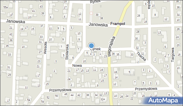Frampol, Rynek, 4a, mapa Frampol