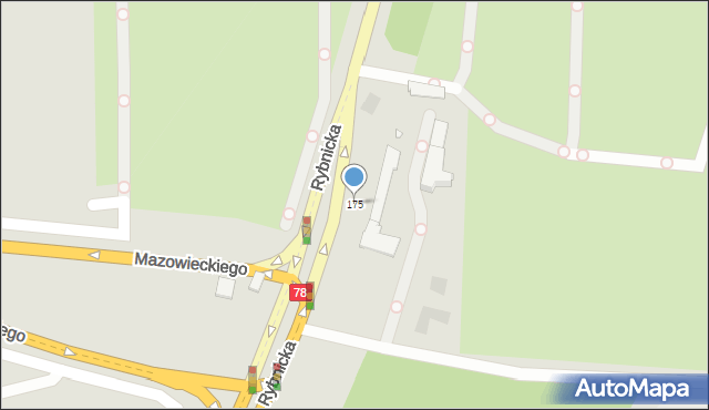 Gliwice, Rybnicka, 175, mapa Gliwic