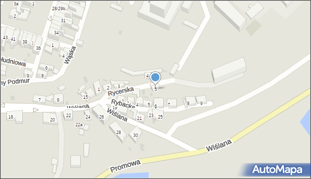 Gniew, Rycerska, 5, mapa Gniew