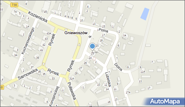 Gniewoszów, Rynek, 23, mapa Gniewoszów