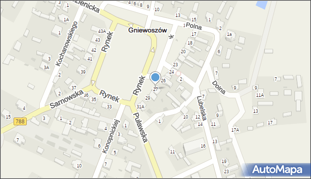 Gniewoszów, Rynek, 27, mapa Gniewoszów