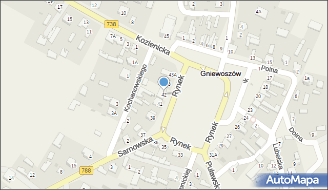 Gniewoszów, Rynek, 42, mapa Gniewoszów