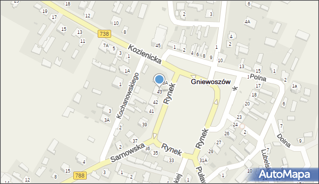 Gniewoszów, Rynek, 43, mapa Gniewoszów