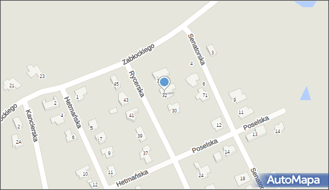 Gniezno, Rycerska, 32, mapa Gniezna