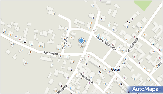 Goraj, Rynek 600-lecia, 19, mapa Goraj