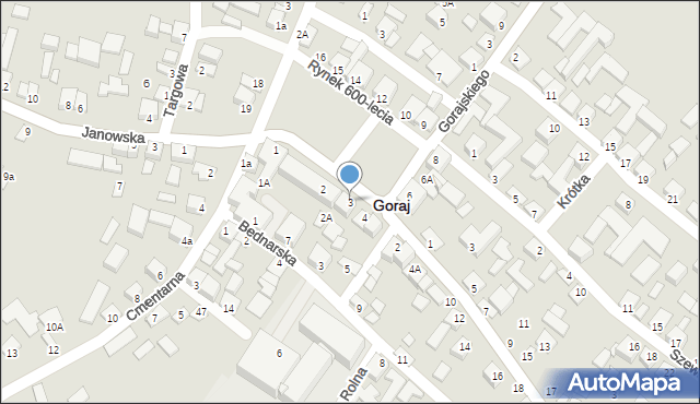 Goraj, Rynek 600-lecia, 3, mapa Goraj