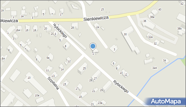 Gorlice, Rybickiego Jana, dr., 1, mapa Gorlic