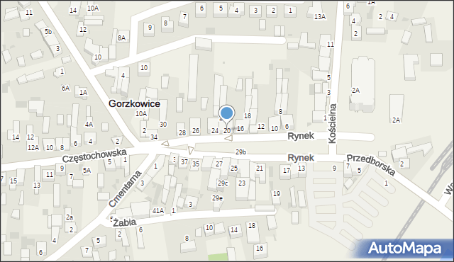 Gorzkowice, Rynek, 20, mapa Gorzkowice