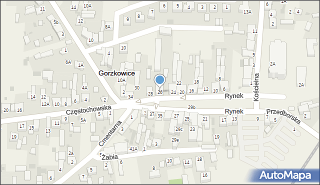 Gorzkowice, Rynek, 26, mapa Gorzkowice