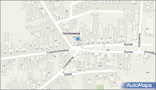 Gorzkowice, Rynek, 34, mapa Gorzkowice