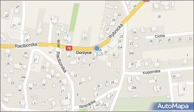 Gorzyce, Rybnicka, 12, mapa Gorzyce