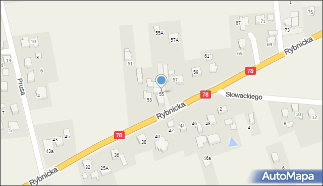 Gorzyce, Rybnicka, 55, mapa Gorzyce