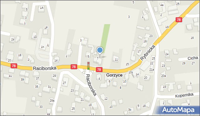 Gorzyce, Rybnicka, 9, mapa Gorzyce