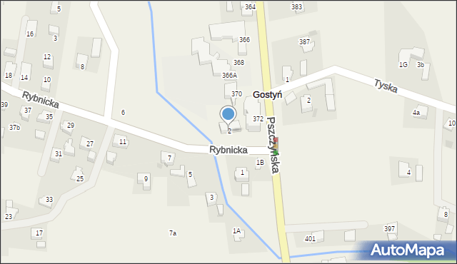 Gostyń, Rybnicka, 2, mapa Gostyń