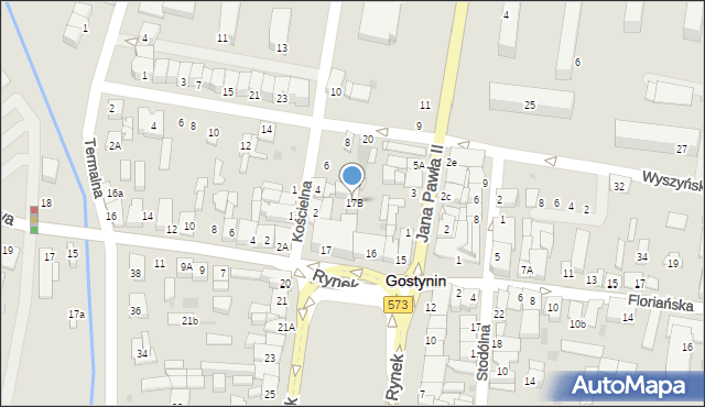 Gostynin, Rynek, 17B, mapa Gostynin