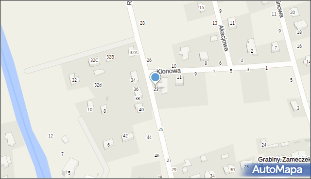 Grabiny-Zameczek, Rycerska, 23, mapa Grabiny-Zameczek