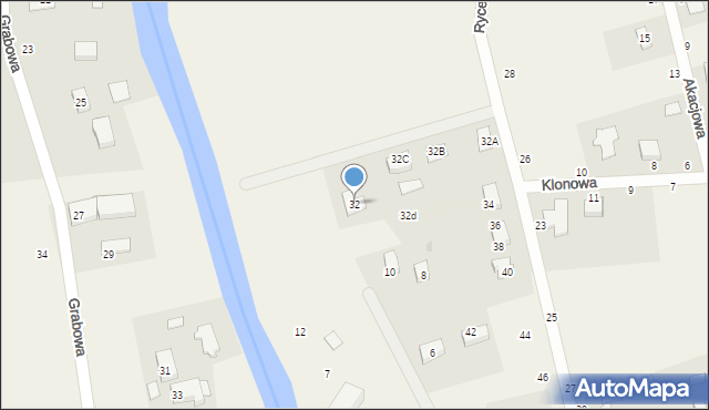 Grabiny-Zameczek, Rycerska, 32, mapa Grabiny-Zameczek