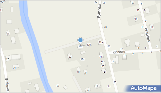Grabiny-Zameczek, Rycerska, 32C, mapa Grabiny-Zameczek