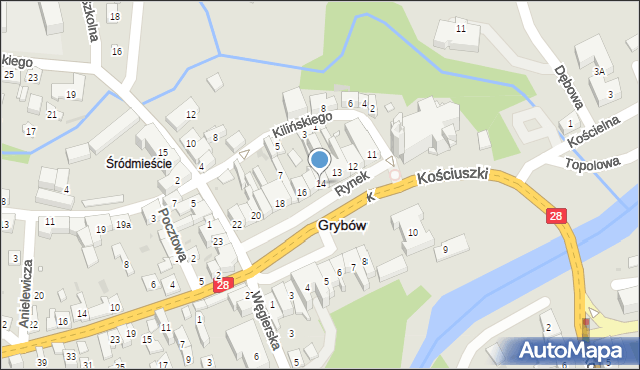 Grybów, Rynek, 14, mapa Grybów