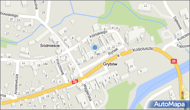 Grybów, Rynek, 17, mapa Grybów