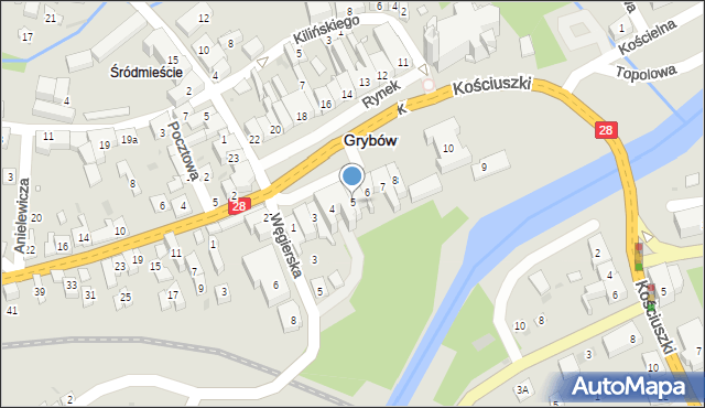 Grybów, Rynek, 5, mapa Grybów