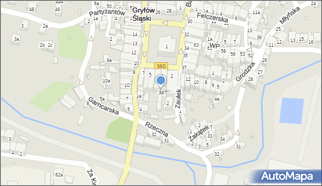 Gryfów Śląski, Rynek, 3A, mapa Gryfów Śląski