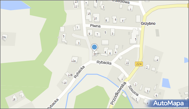 Grzybno, Rybacka, 10, mapa Grzybno