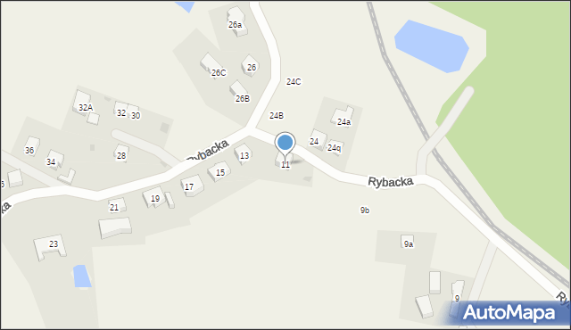 Grzybno, Rybacka, 11, mapa Grzybno