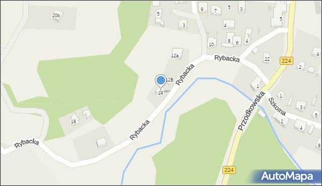 Grzybno, Rybacka, 14, mapa Grzybno