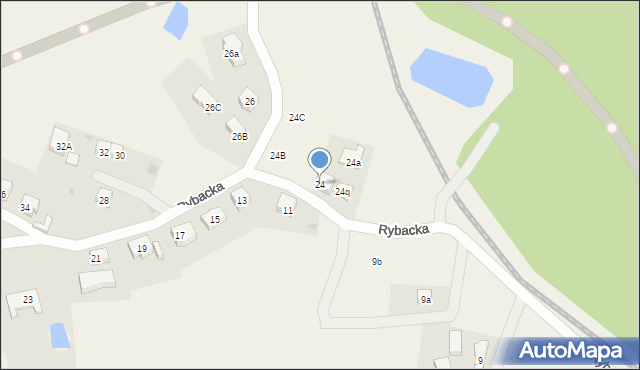 Grzybno, Rybacka, 24, mapa Grzybno