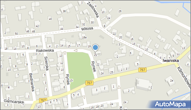 Iwaniska, Rynek, 21, mapa Iwaniska