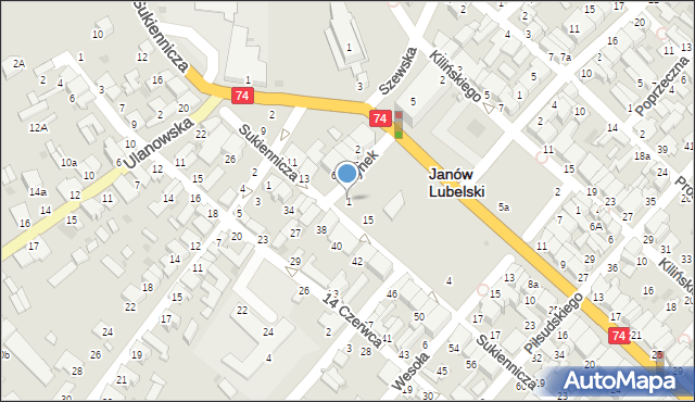 Janów Lubelski, Rynek, 1, mapa Janów Lubelski